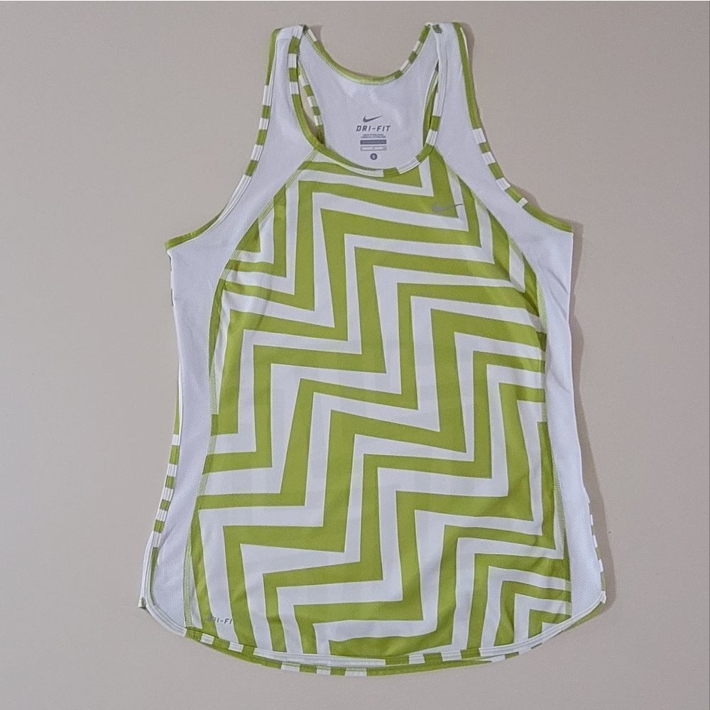Nike Women's Dri-FIT Green Chevron Running Tank Top
